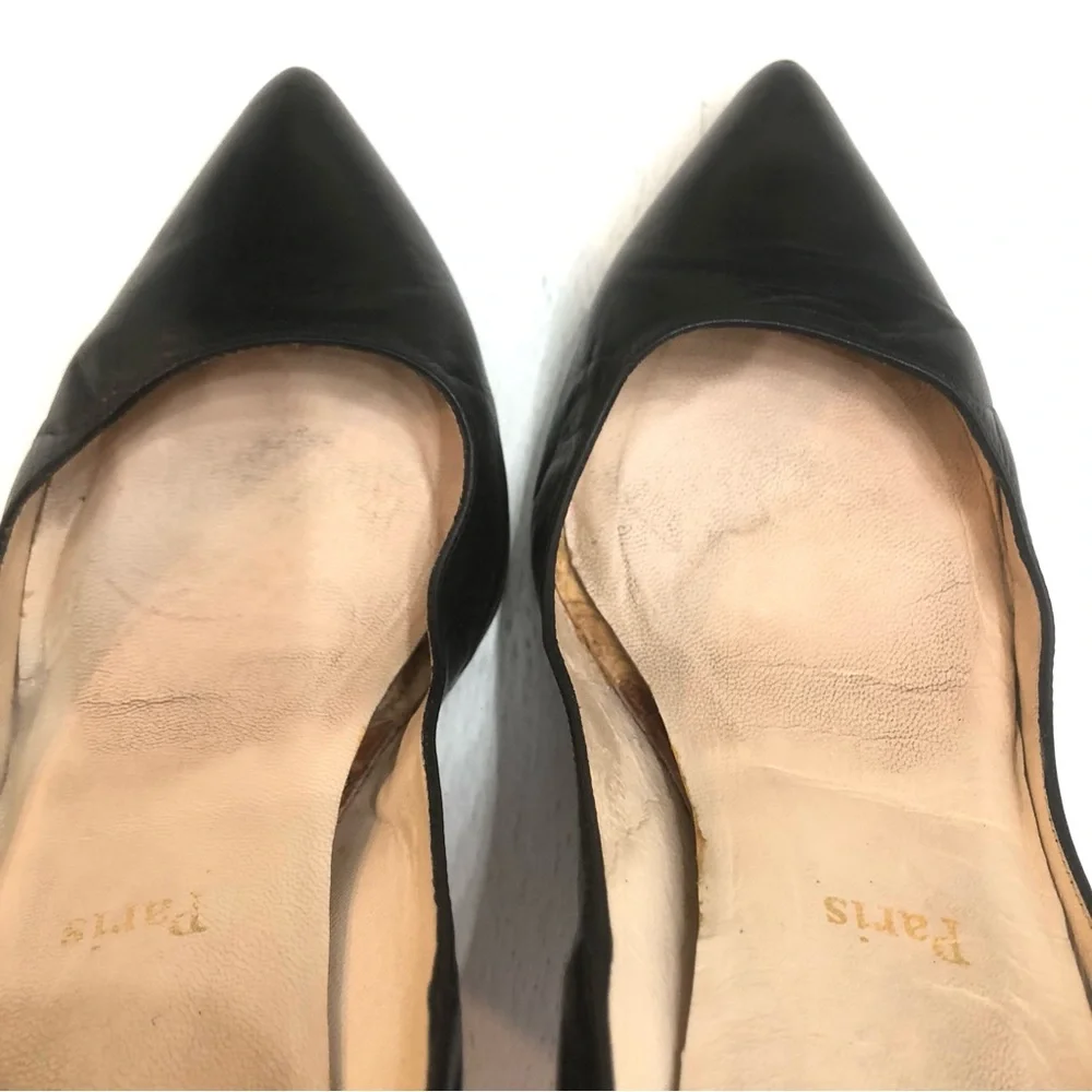 Christian Louboutin Black Leather Pointed Heels Sz 39 1/2 - Picture 3 of 15